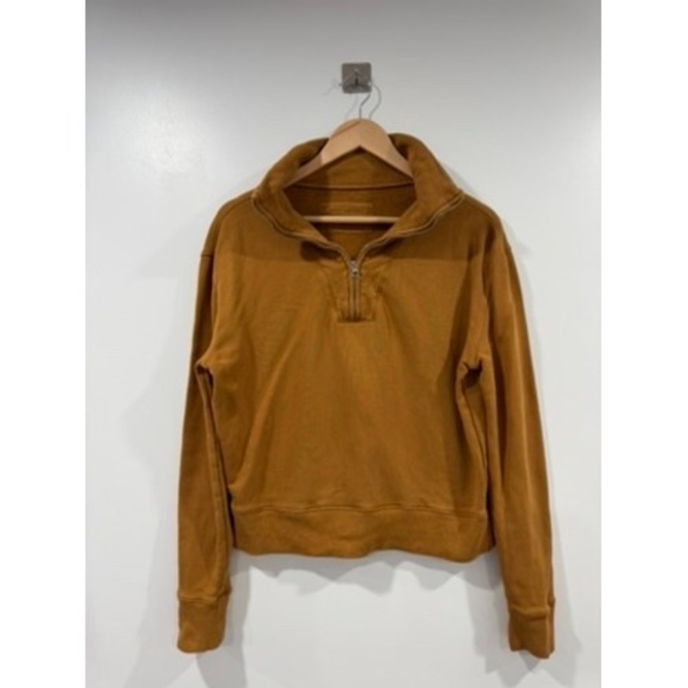 Nili Lotan Women Bentley Quarter Zip Cotton Sweatshirt Yellow XS